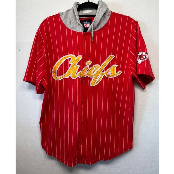 NFL Kansas City Chiefs Embroidered Pinstripe Jersey, Size Large - Picture 1 of 7